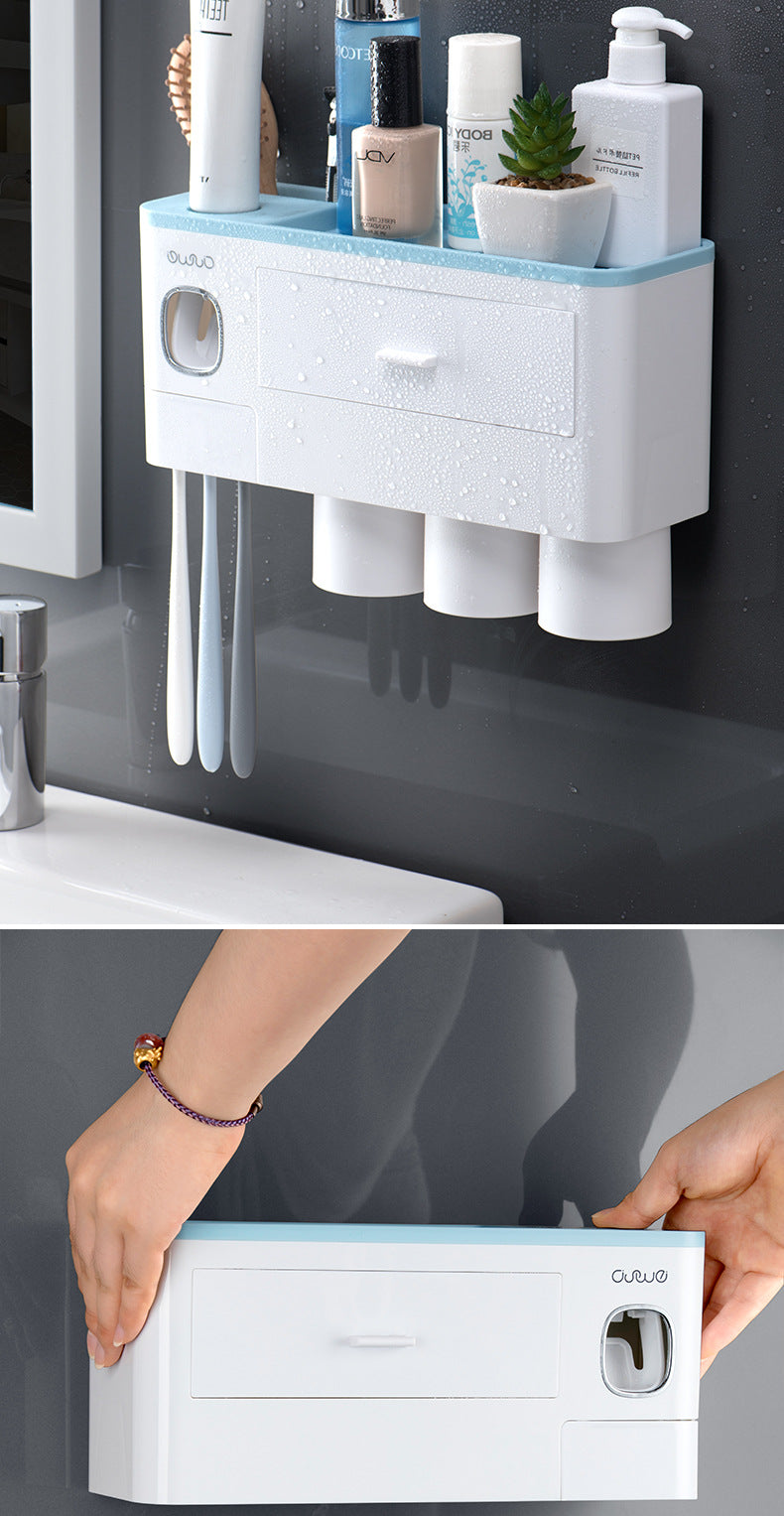 All-in-One Magnetic Toothbrush Organizer & Dispenser