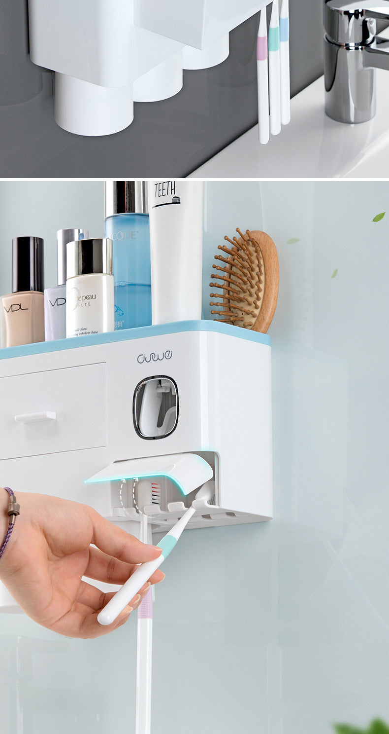 All-in-One Magnetic Toothbrush Organizer & Dispenser