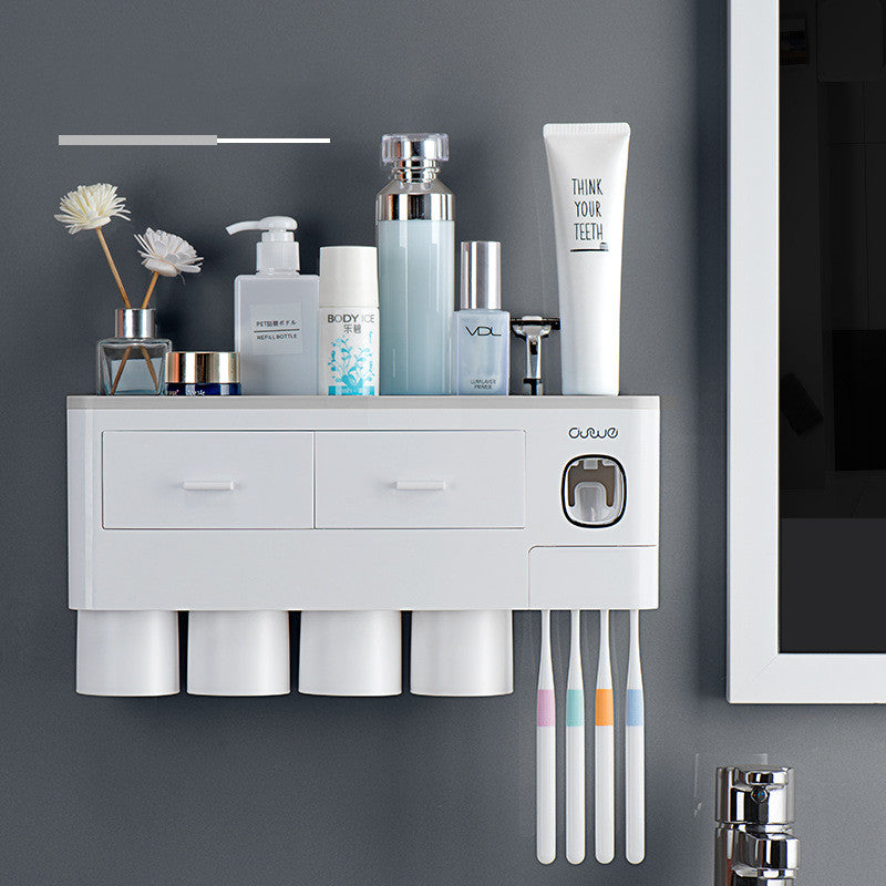 All-in-One Magnetic Toothbrush Organizer & Dispenser