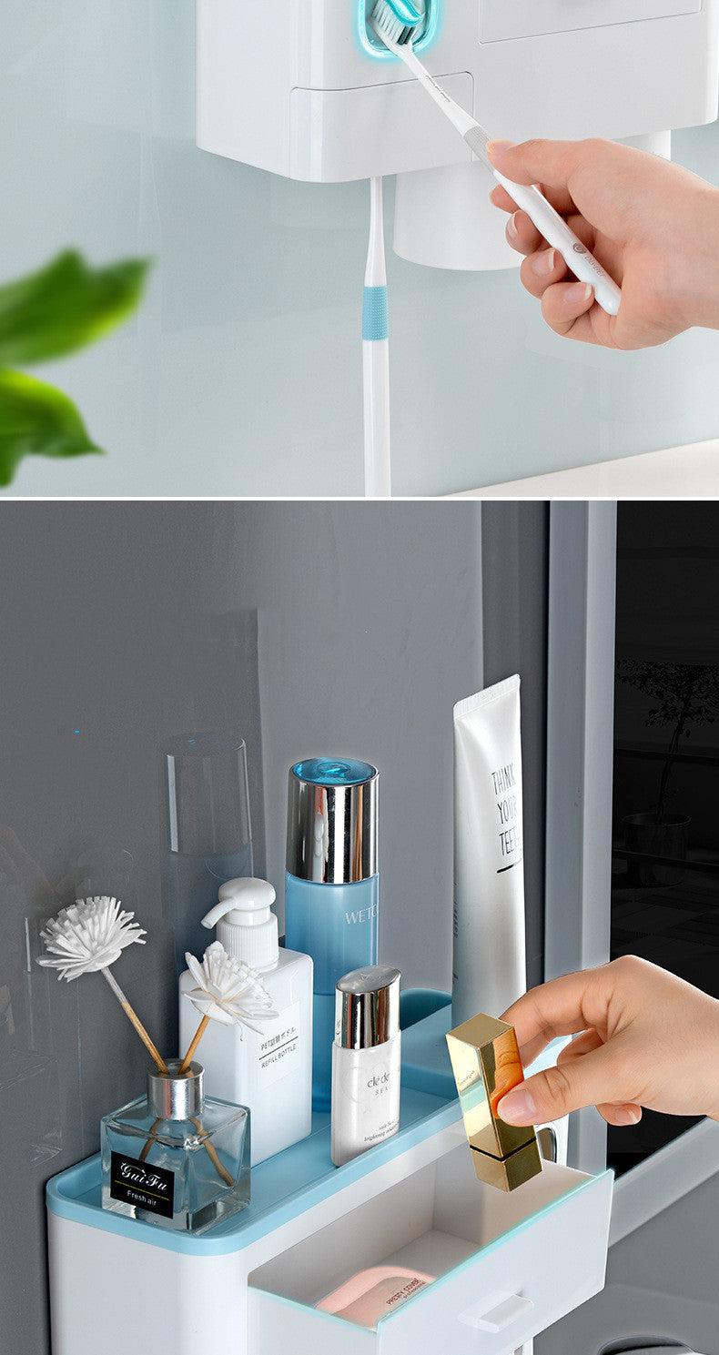 All-in-One Magnetic Toothbrush Organizer & Dispenser