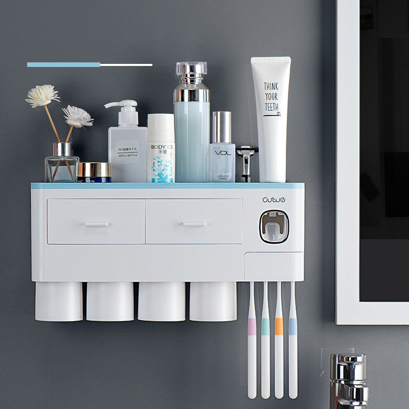 All-in-One Magnetic Toothbrush Organizer & Dispenser