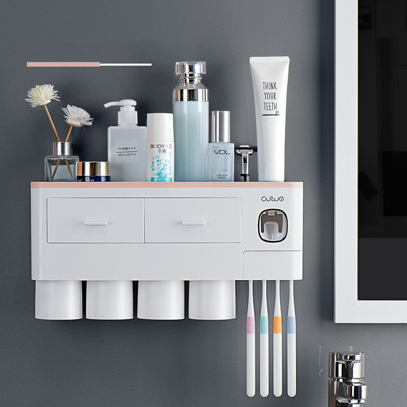 All-in-One Magnetic Toothbrush Organizer & Dispenser