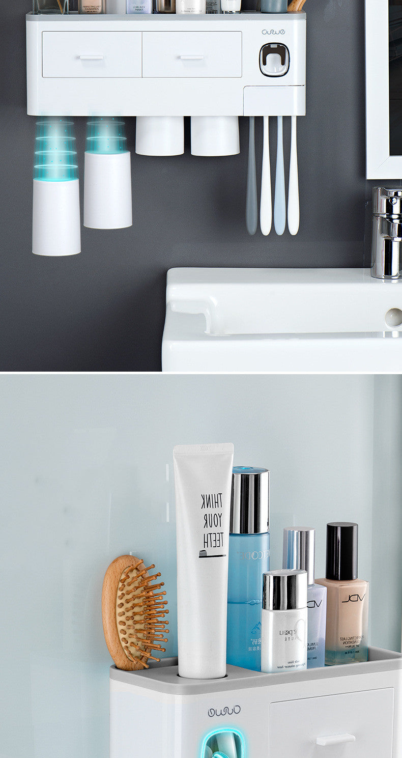All-in-One Magnetic Toothbrush Organizer & Dispenser