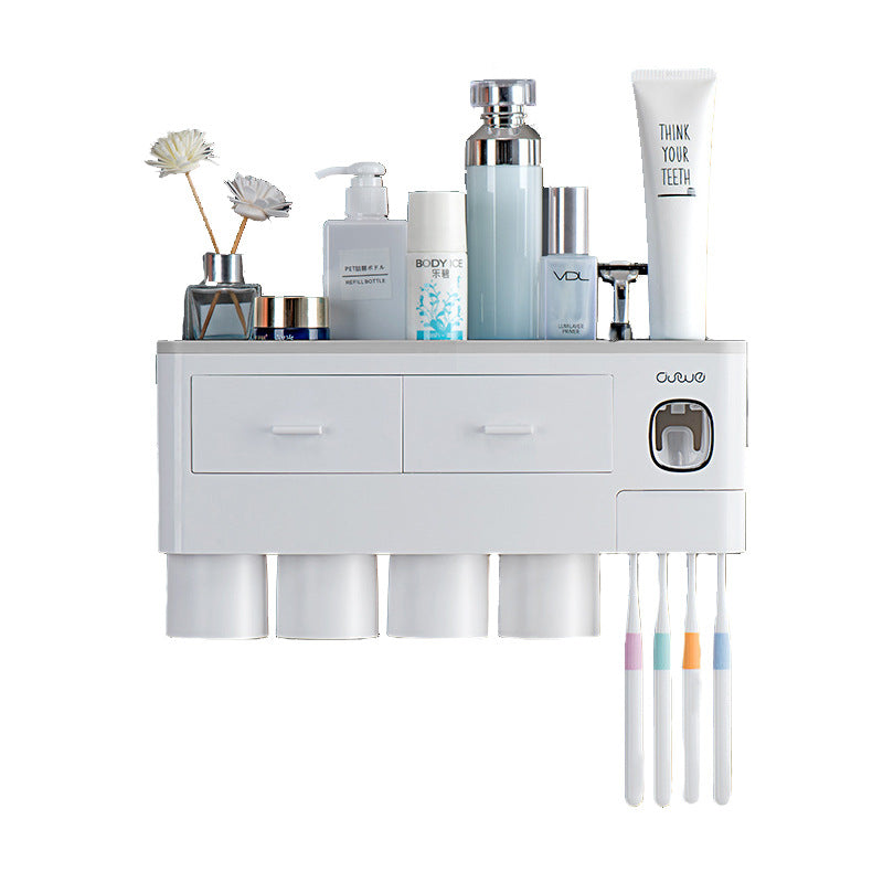 All-in-One Magnetic Toothbrush Organizer & Dispenser