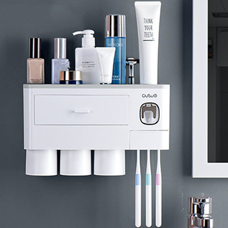 All-in-One Magnetic Toothbrush Organizer & Dispenser