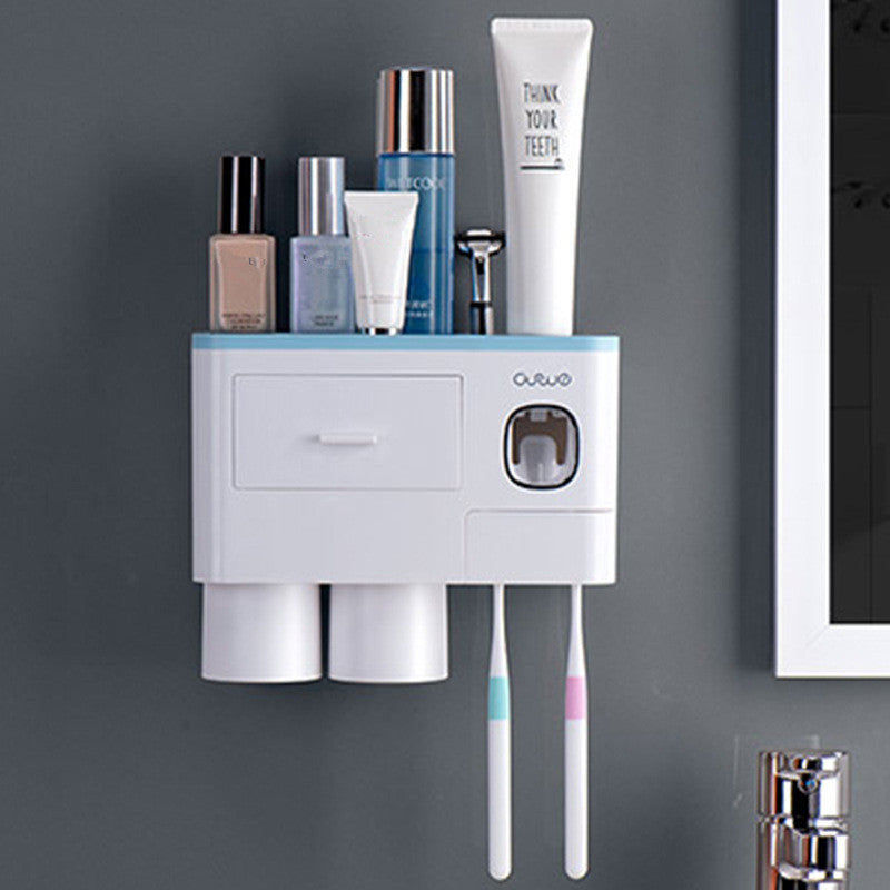 All-in-One Magnetic Toothbrush Organizer & Dispenser