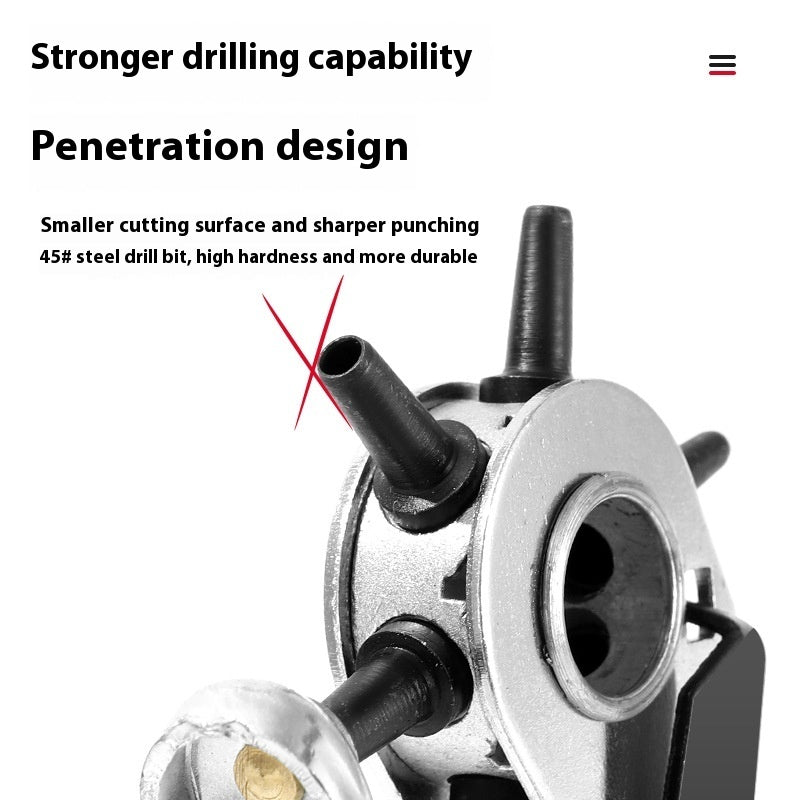 Heavy-Duty Rotary Leather Hole Punch Tool