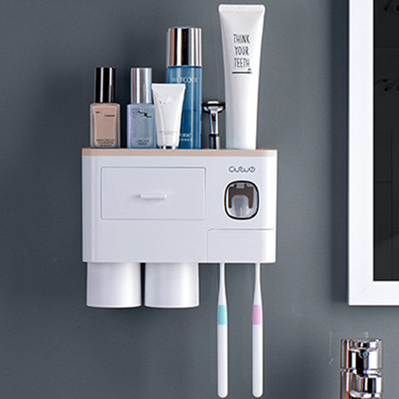 All-in-One Magnetic Toothbrush Organizer & Dispenser