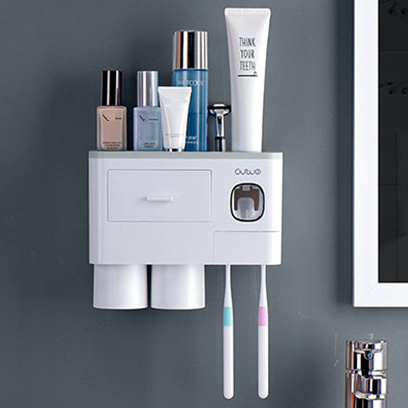 All-in-One Magnetic Toothbrush Organizer & Dispenser